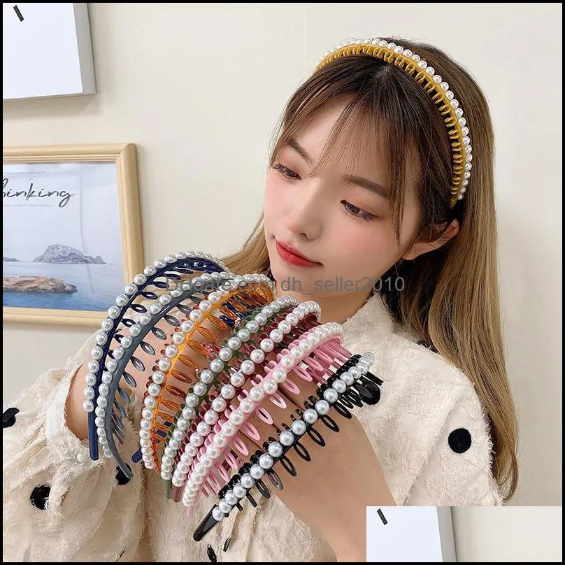 Women Hairband Hair Hoop Pearl Hair JEWELRY Accessories Tooth Nonslip Headbands Girl Fashion Wash Face Haires Bands 2496 Y2