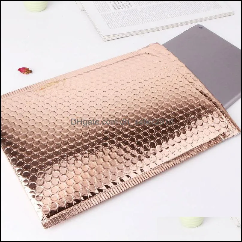 Bubble Envelope Package Bag Rose Gold Foil Shockproof Bubbles Mailer Gift Packaging Wedding Favor Bags Multisize