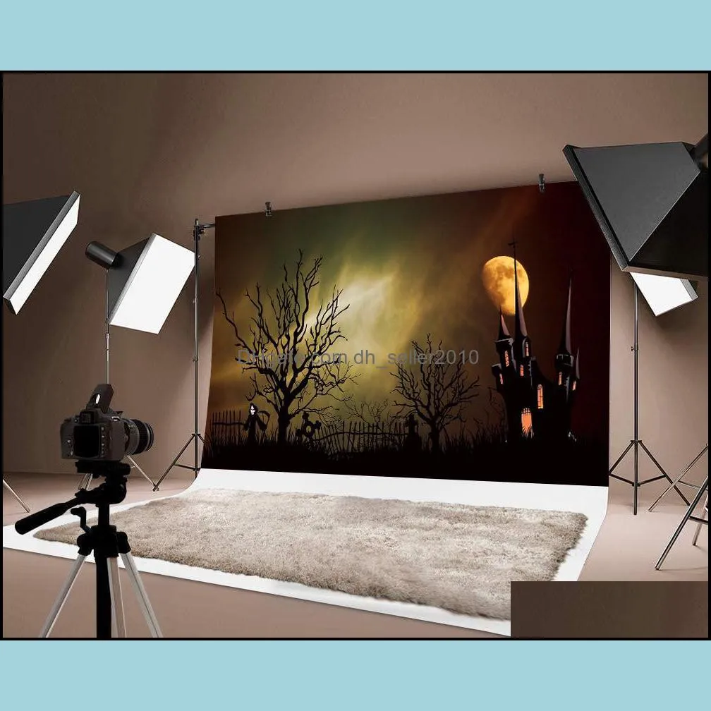 Thin Festival Decor Creative Castle Moon Printed Backdrop Po Pograph Halloween