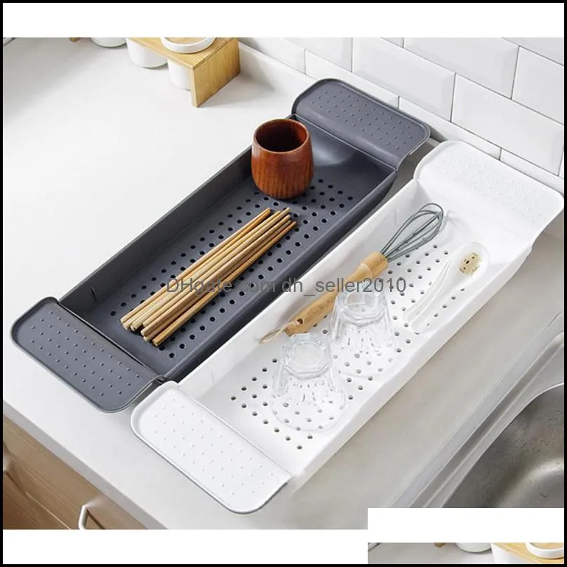 Plastic Kitchen Sink Drain Holder Tub Bathtub Shelf Caddy Shower Rack Tray Adjustable Organizer