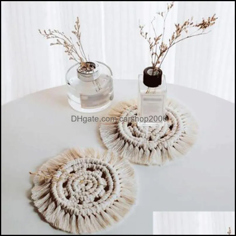 Hand Woven Placemats Table Macrame Heat-insulating Non-Slip Tea Cup For Home Restaurant Ornament