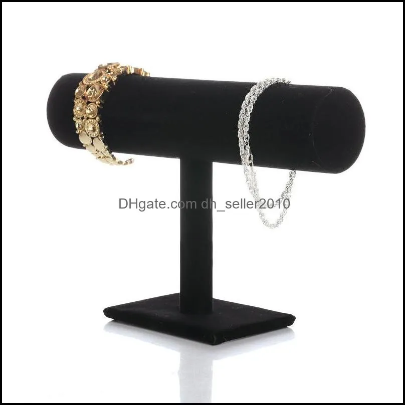 New Fashion Jewelry Display One Layer Velvet Jewelry Display T-Bar Rack Jewelry Stand For Bracelets Watch 3 Colors 543 T2