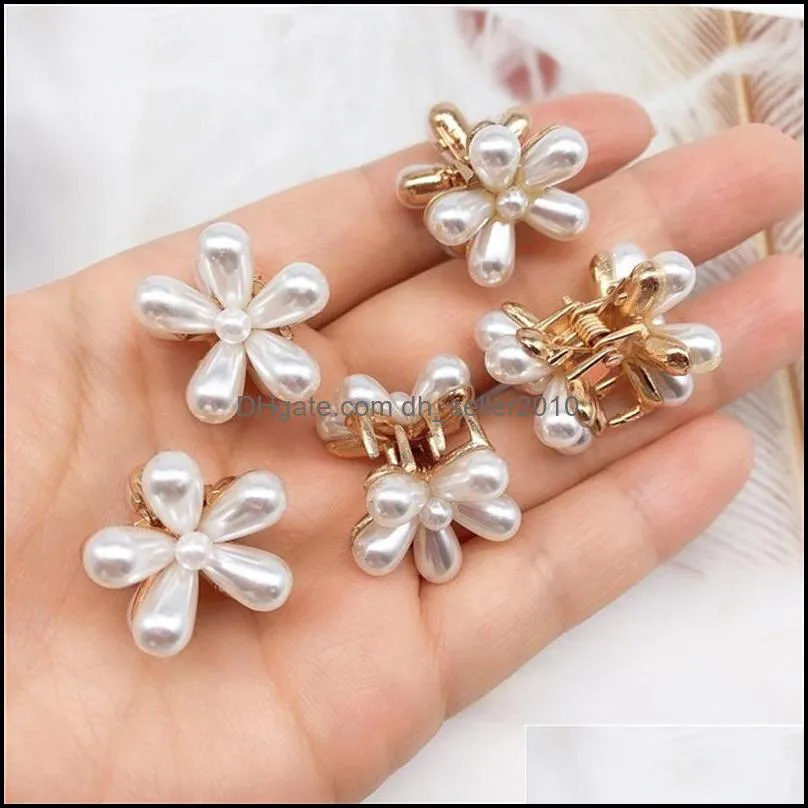 daisy pearl hair clips mini elegant metal plastic side clip claws women girl white make up hairpin jewelry accessories