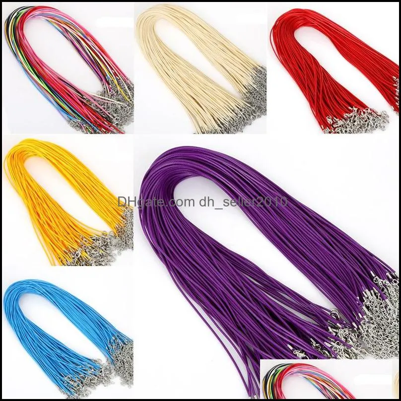 5pcs/lot 1.5mm 2mm Waxed Cotton Adjustable Braided Rope Necklaces & Pendant Charms Jewelry Findings Lobster Clasp String Cord 1949 Q2