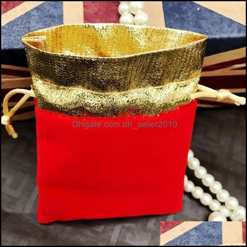 RED 100pcs/lot 7x9cm 9x12cm Velvet Beaded Drawstring Pouches Jewelry Gift Pouch drawstring Bags For Wedding favors