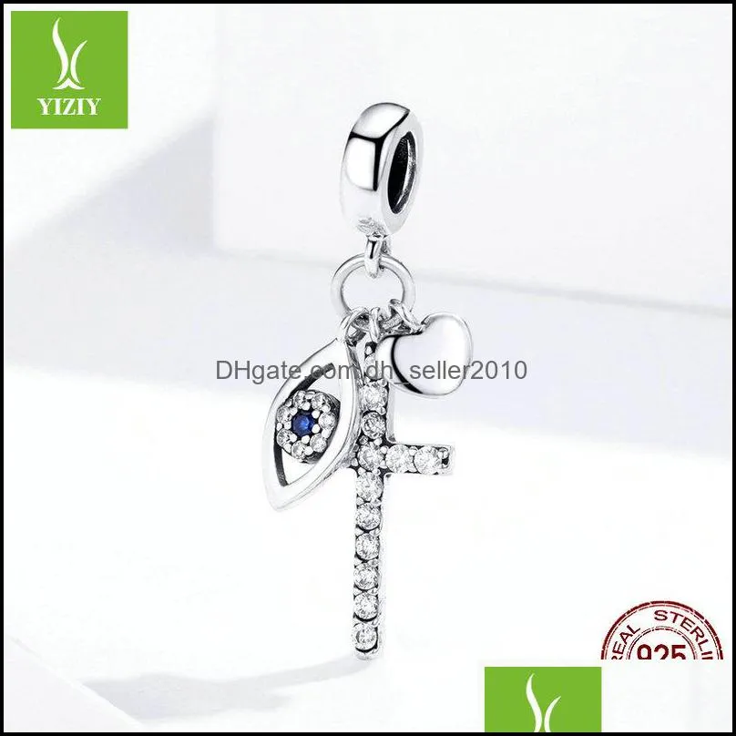 Multiple Guardian Eye Pendant Charm for Bracelet 925 Sterling Silver Corss Charm Silver 925 Original Jewelry 2010 Q2