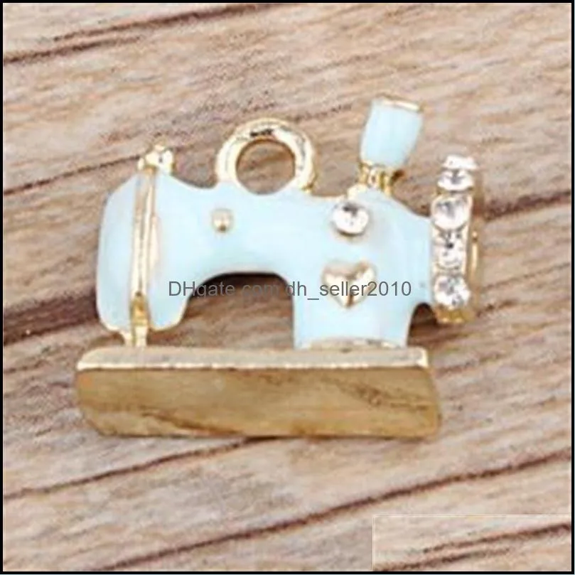 50PCS/Lot Fashion Jewelry Sewing Machines With Rhinestone Oil Drop Pendant Fit For Bracelet DIY Fashion Jewelry Accessories 604 Z2