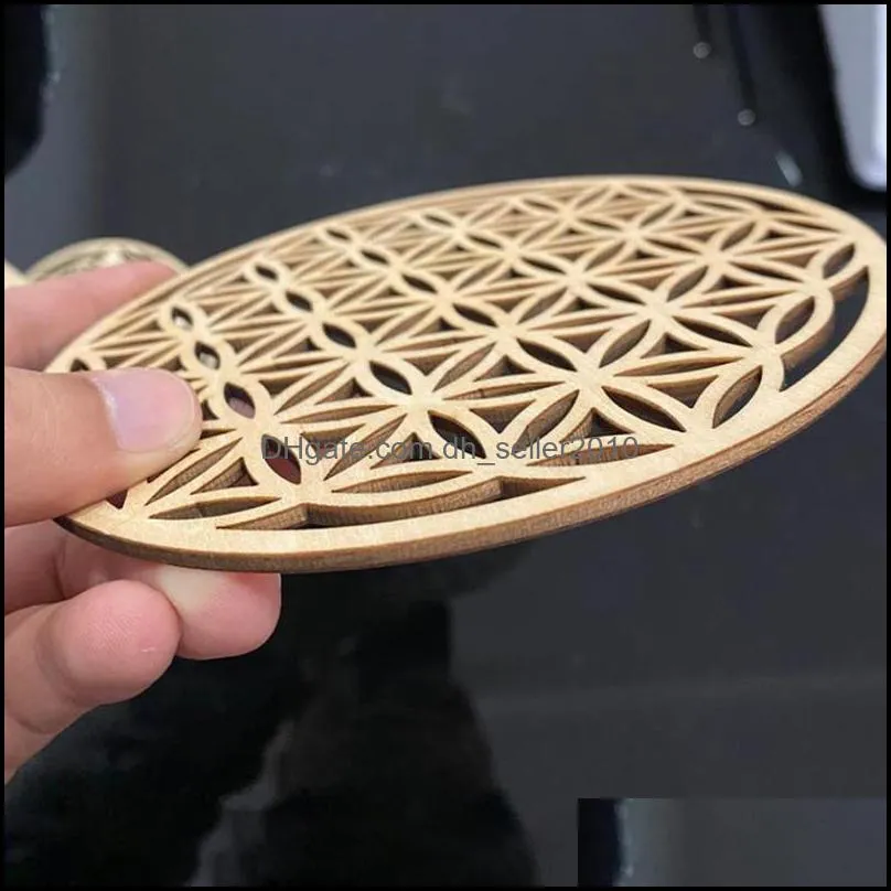 2Pcs Flower Of Life Shape Wooden Wall Sign Laser Cut Non-slip Set Wood Placemats Table Mat Round Cup Pad Art Home Decor