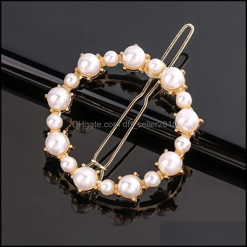 Women Girls Pearl Hair Side Clips Ins Heart Triangle Round An Crown Barrettes Fashion Jewelry Gift 1 75wy Q2