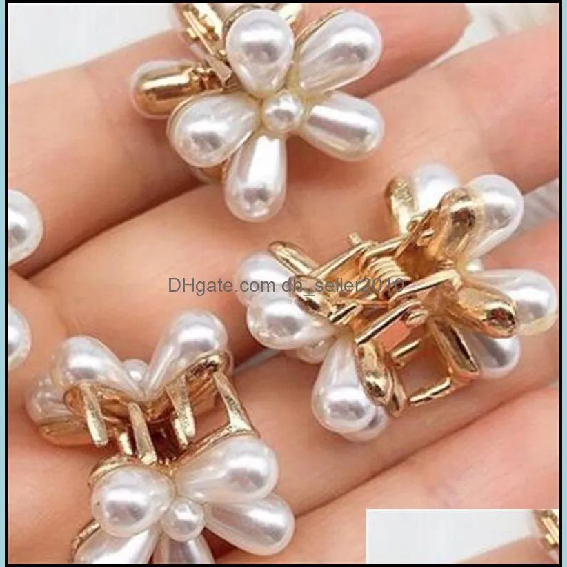 daisy pearl hair clips mini elegant metal plastic side clip claws women girl white make up hairpin jewelry accessories