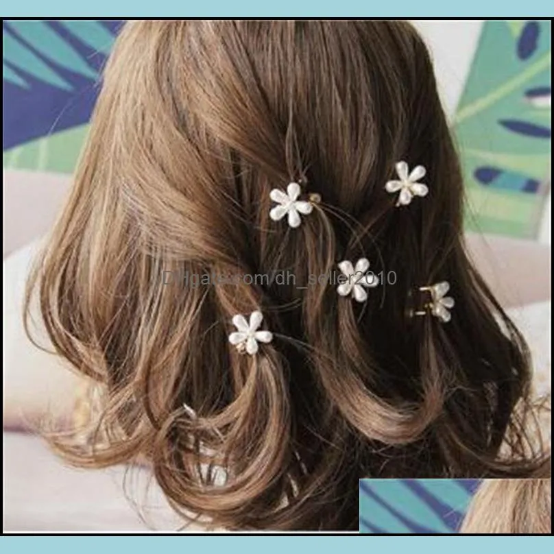 daisy pearl hair clips mini elegant metal plastic side clip claws women girl white make up hairpin jewelry accessories