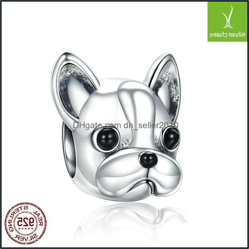 925 Sterling Silver Loyal Partners Charms French Doggy Animal Beads fit Women Charm Bracelets Dog DIY Jewelry 2030 Q2