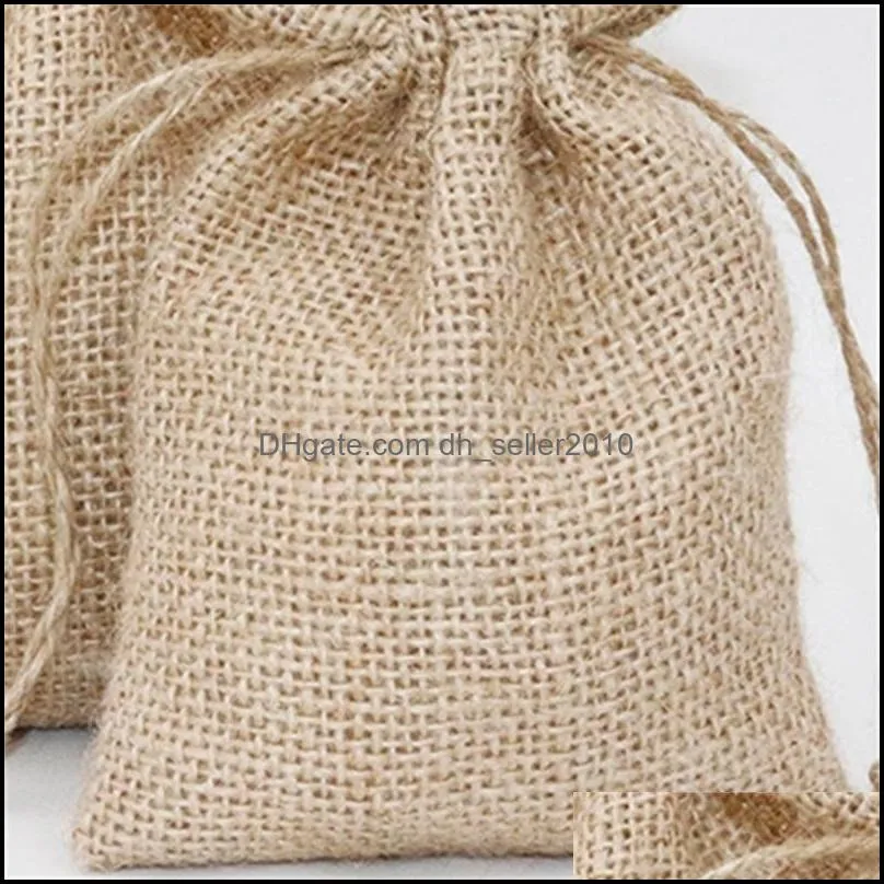 Natural Linen Jewelry Bags Jute Drawstring Burlap Sack Ornaments Rings Necklace Bracelet Pouches Different Sizes