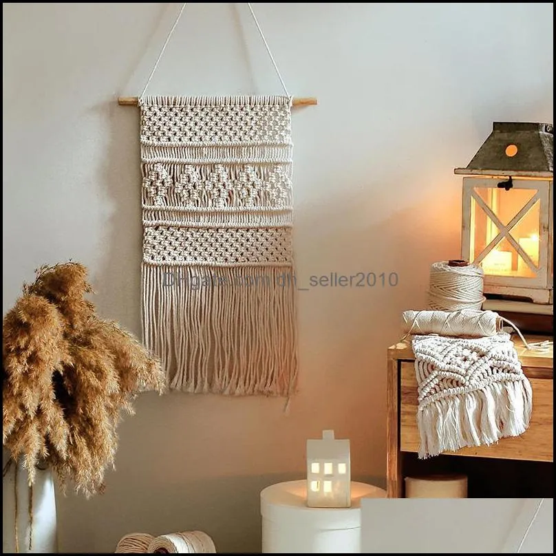 Tapestries Macrame Woven Wall Hanging Bohemia Tapestry Chic Room Geometric Art Beautiful Home Decoration For Living