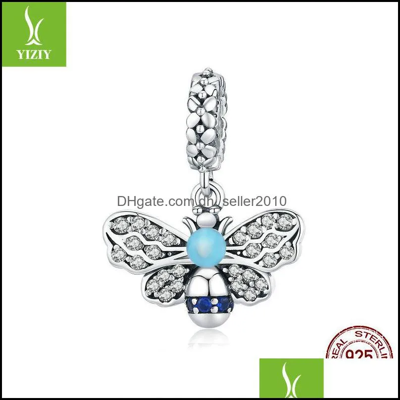 925 Sterling Silver Shiny Dragonfly Charm for Original Silver DIY Bracelet or Bangle jewelry Make beads