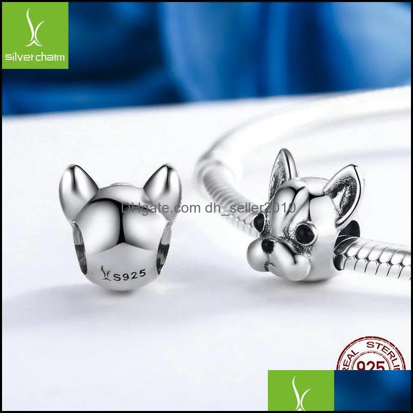 925 Sterling Silver Loyal Partners Charms French Doggy Animal Beads fit Women Charm Bracelets Dog DIY Jewelry 2030 Q2