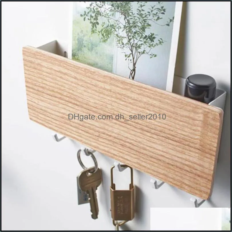 Wood Wall-hung Type Decorative Wall Hanging Shelf Key Rack Sundries Box Organizer Hanger Sh