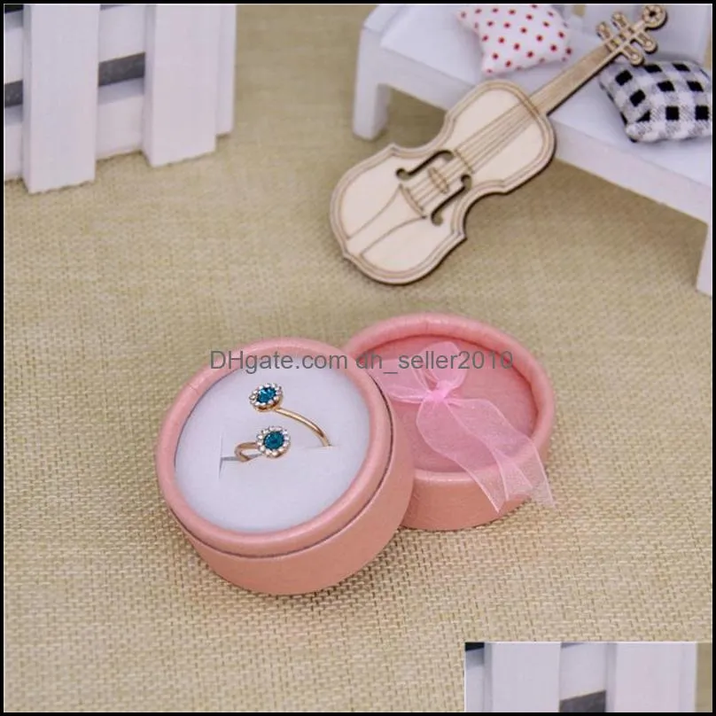 8.3x3.5cm Round Jewelry Packing Box with Bow Birthday Gift Ring Case Earring Boxes Festival Pendant