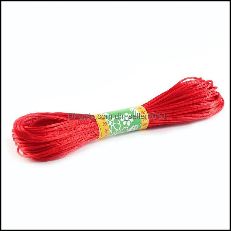 20m 1.5mm Mix Color Nylon Black Rattail Satin Chinese Knotting Silk Macrame Cord Beading Braided Shamballa String Thread Jewelry 1186