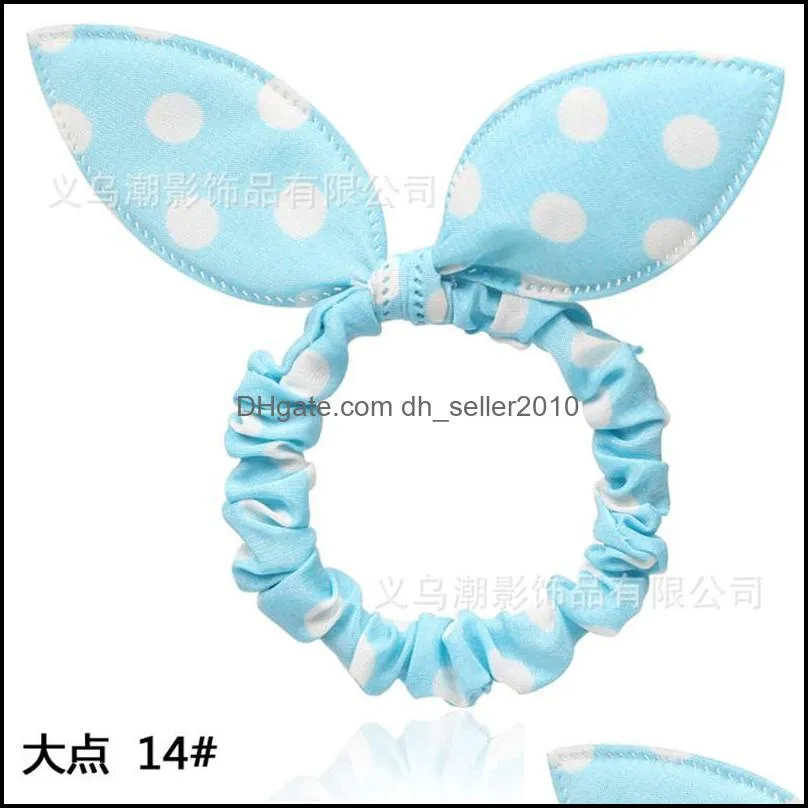 100pc hair rubber bands polka dot hairband rabbit ears head flower gum rope elastic hair tie hair accessories for girls headwear 1583