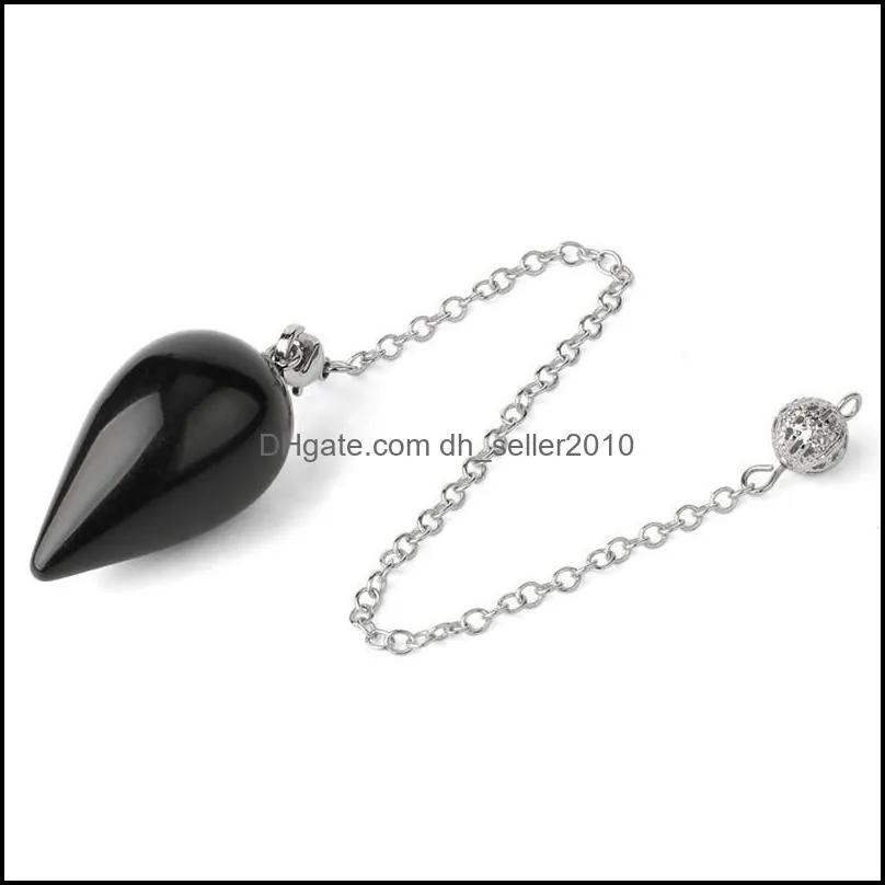 Water Drop Natural Stone Pendulum for Dowsing Spiritual Divination Wicca Healing Crystal Pointed Pendule Reiki Jewelry 1643 V2