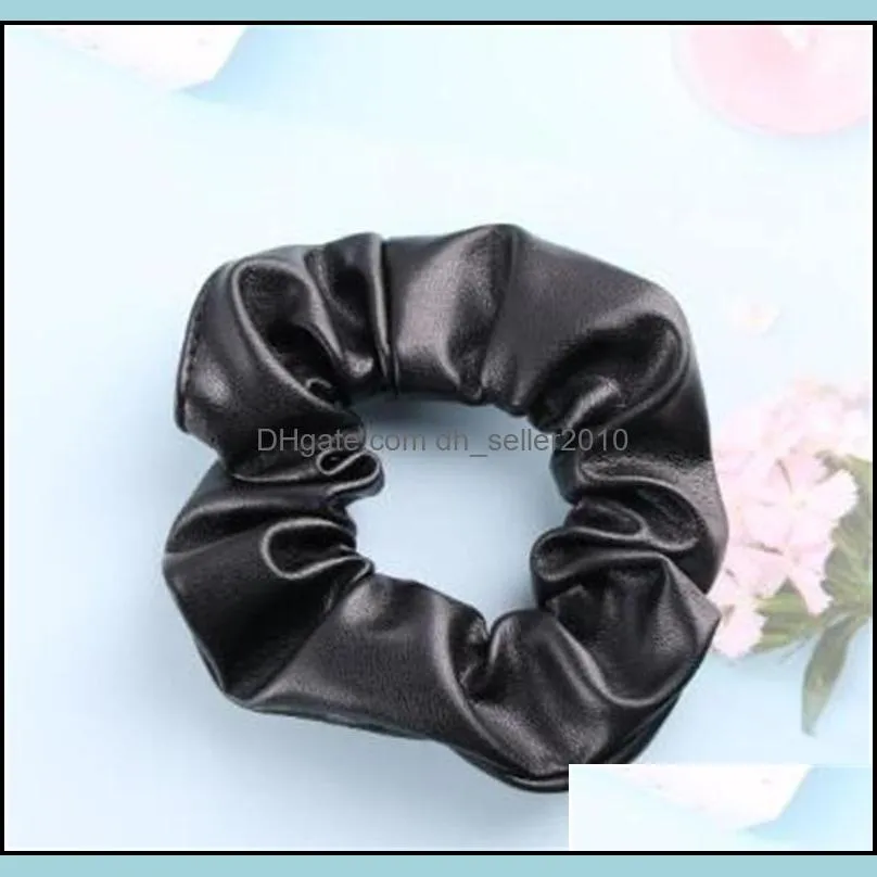 PU Leather Hair Rubber Bands Solid Color Coiling Girl Women Elastic Headwear Circle Rope Fashion Jewelry Scrunchie Accessories 0 9wy