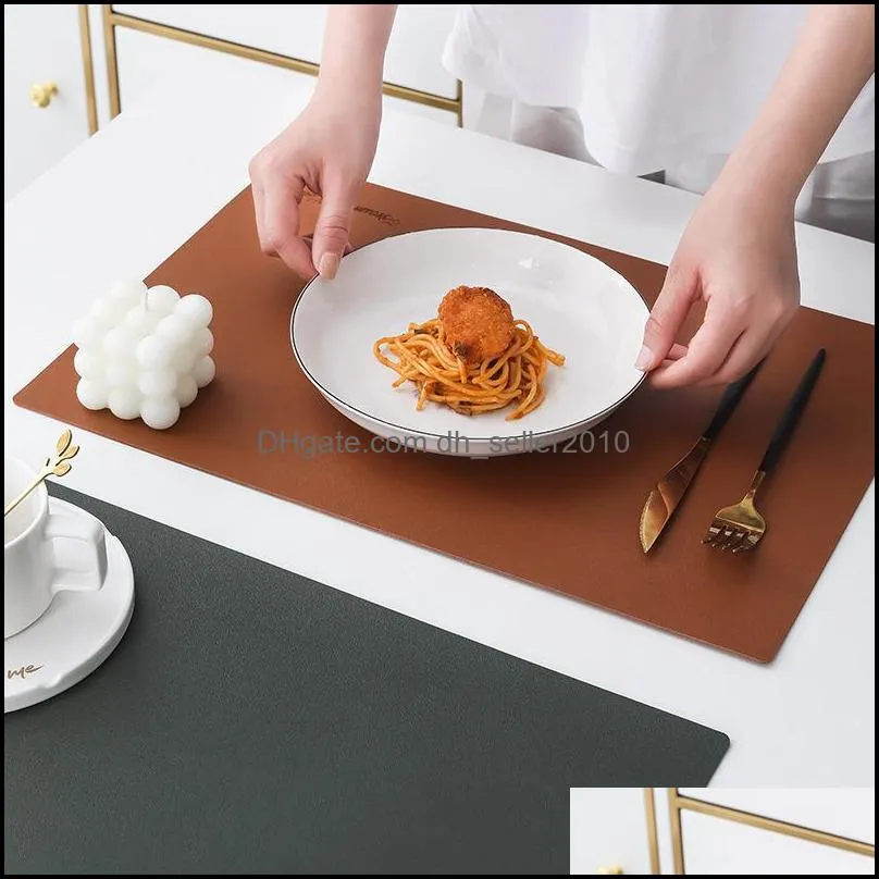 Cilected Nordic Simple Artificial Leather Placemat PU Soft Waterproof And Oil Proof Cutlery Insulation Pad Home Table Decor