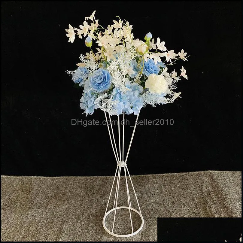 Wedding Props White Metal Iron Frame Column Flower Vase Stand For Centerpiece Home Decor