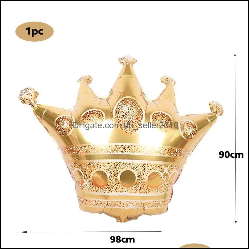 1pcs Large Rose Gold Crown Helium Balloon Queen Princess Foil Balloons For Happy Birthday Wedding Baby