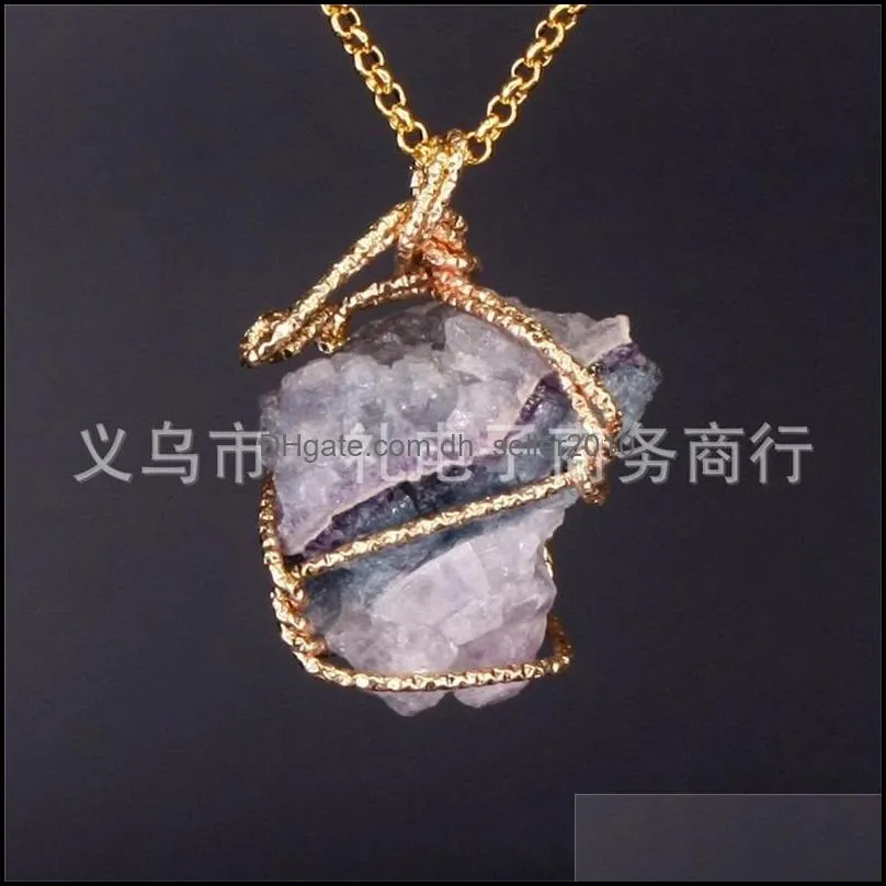 Natural Amethyst Pendants For Charms Necklace Women Men Sweater Chain Lemon Quartz Stone Fluorit Charms Diy Jewelry Making 5 5jl K2B