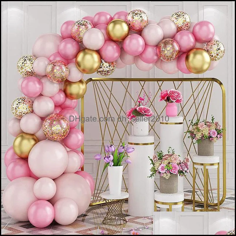 110pcs Macaron Pink Valentine`s Day Balloon Garland Set Baby First Birthday Background Decor Creative Wedding