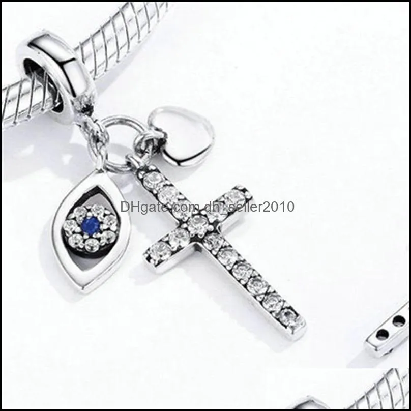 Multiple Guardian Eye Pendant Charm for Bracelet 925 Sterling Silver Corss Charm Silver 925 Original Jewelry 2010 Q2