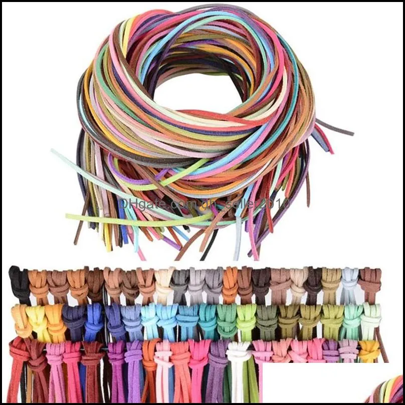 5yards/lot 3mm Flat Faux Suede Braided Cord Korean Velvet Leather Handmade Beading Bracelet Jewelry Making Thread String Rope 1217 Q2