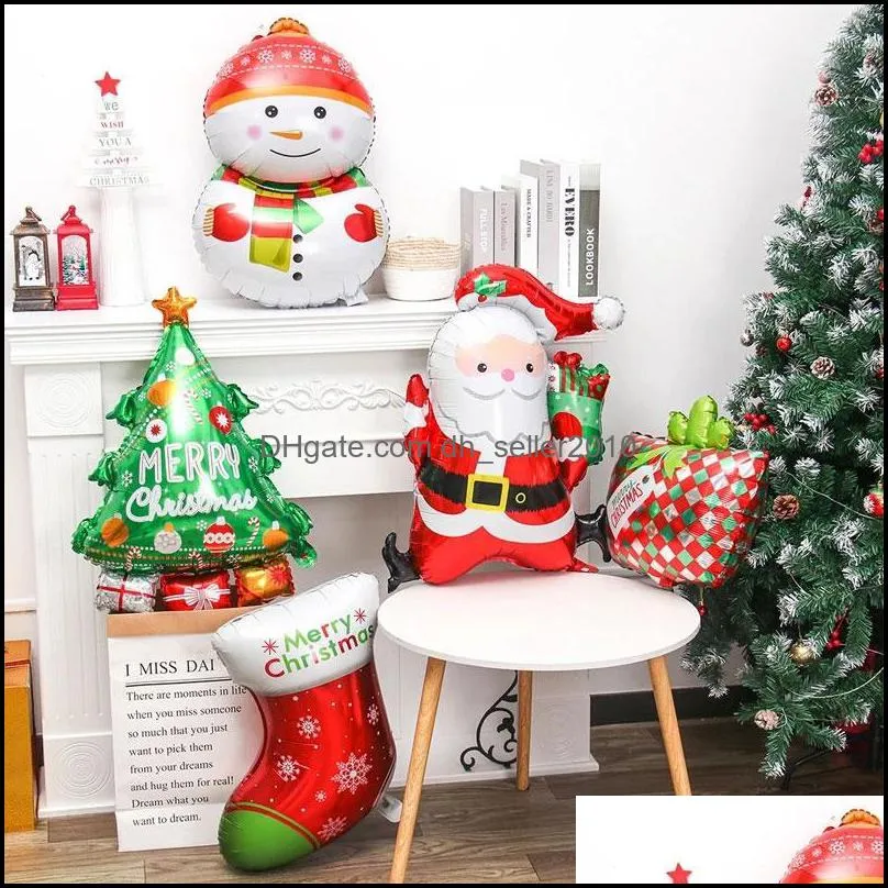 Large Santa Snowman Christmas Foil Balloons Xmas Tree Balloon Merry Home Supplies Globos