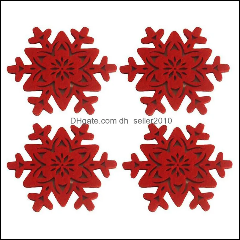 Creative Christmas Snowflake Shaped Cup Mat Anti-Skid Table Decor Placemat Xmas Holiday