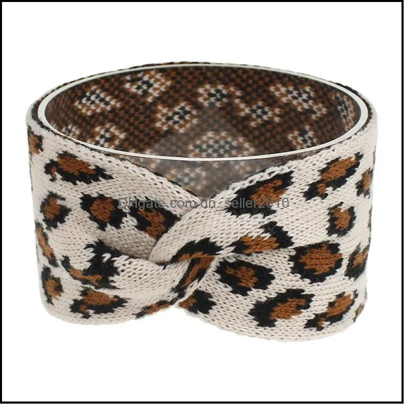 Knitting Hair Band Elastic Fashion Leopard Print Wool Hairs Accessories For Women Autumn And Winter Headband 4xm K2B