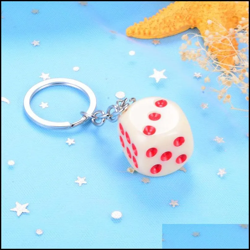 cute colorful dice key chains rings resin keychain keyfob for men women car handbags wallet accessories creative gift jewelry219f