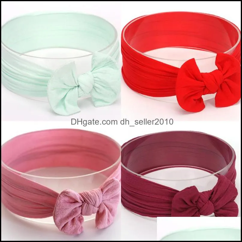 Nylon Baby Hair Accessories Elastic Children Headband Bow Pure Color Wide Hoop Multicolor Bohemian Style 2 6ys J2B