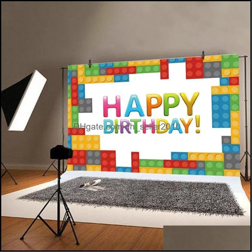 Building Blocks Backdrops Baby Shower Kids Birthday Wall Posters Pography Background Props