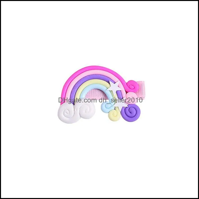 Lovely Hair Clips Children Cute Soft Ceramics Side Clip Rainbow Clouds Female Lollipop Cartoon Multi Color Fashion Hairpin 0 8ym K2B