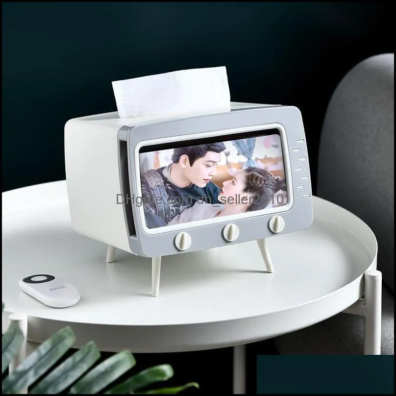 Cute Box Storage Multifunctional Creative Paper Pumping Phone Holder Dust-proof Household TV Shape