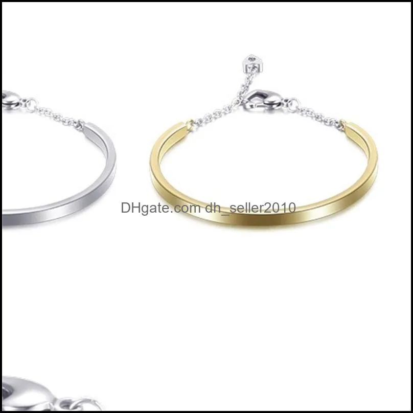 bangle fashion gold color silver stainless steel crystal bangels bracelets for women chains 3389 q2