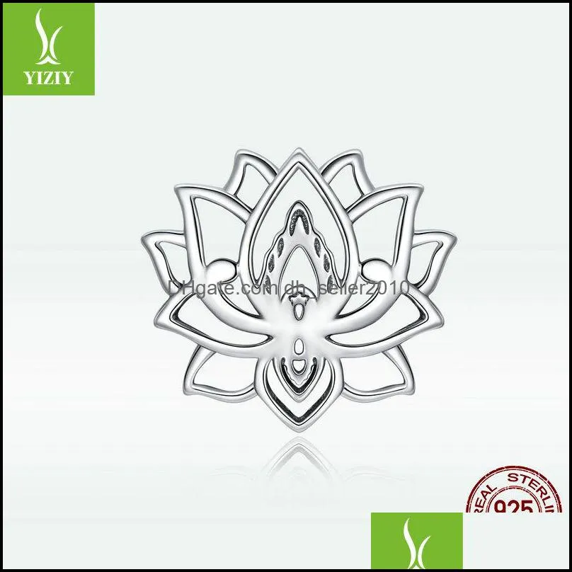 925 sterling silver Blooming Lotus Metal Charm fit Original Silver Bracelet Bangle girls DIY Jewelry beads gifts 1992 Q2