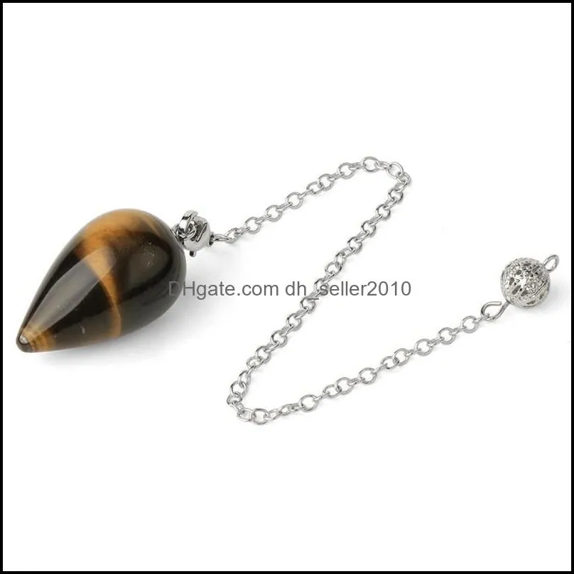 Water Drop Natural Stone Pendulum for Dowsing Spiritual Divination Wicca Healing Crystal Pointed Pendule Reiki Jewelry 1643 V2