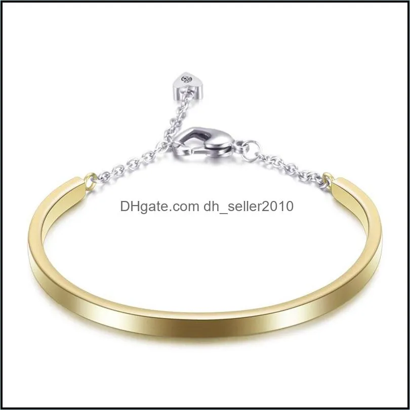 bangle fashion gold color silver stainless steel crystal bangels bracelets for women chains 3389 q2