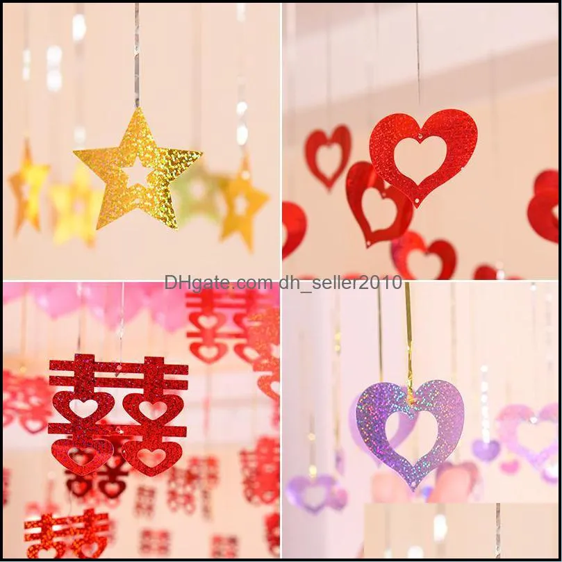 Wedding Room Scene Layout Birthday Supplies Red Love Balloon Sequin Rain Silk Pendant