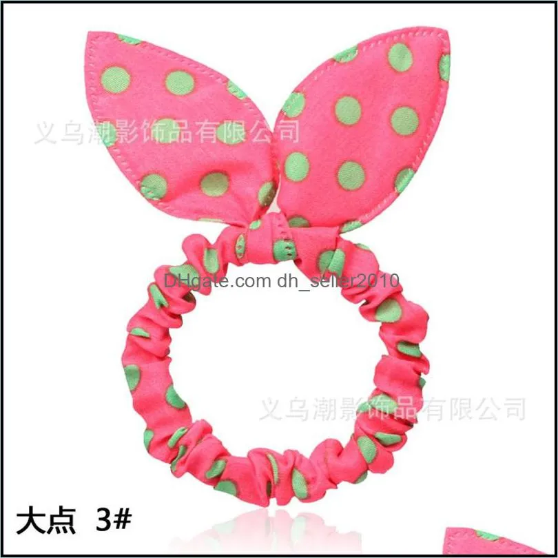 100pc hair rubber bands polka dot hairband rabbit ears head flower gum rope elastic hair tie hair accessories for girls headwear 1583