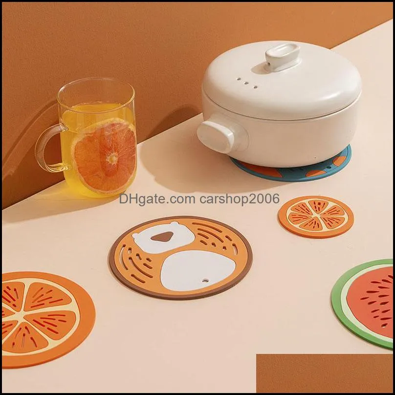 1 Pcs Fruit Shape Creative Cup Silicone Insulation Mat Drink Holder Kitchen Dining Bar Table Decorations