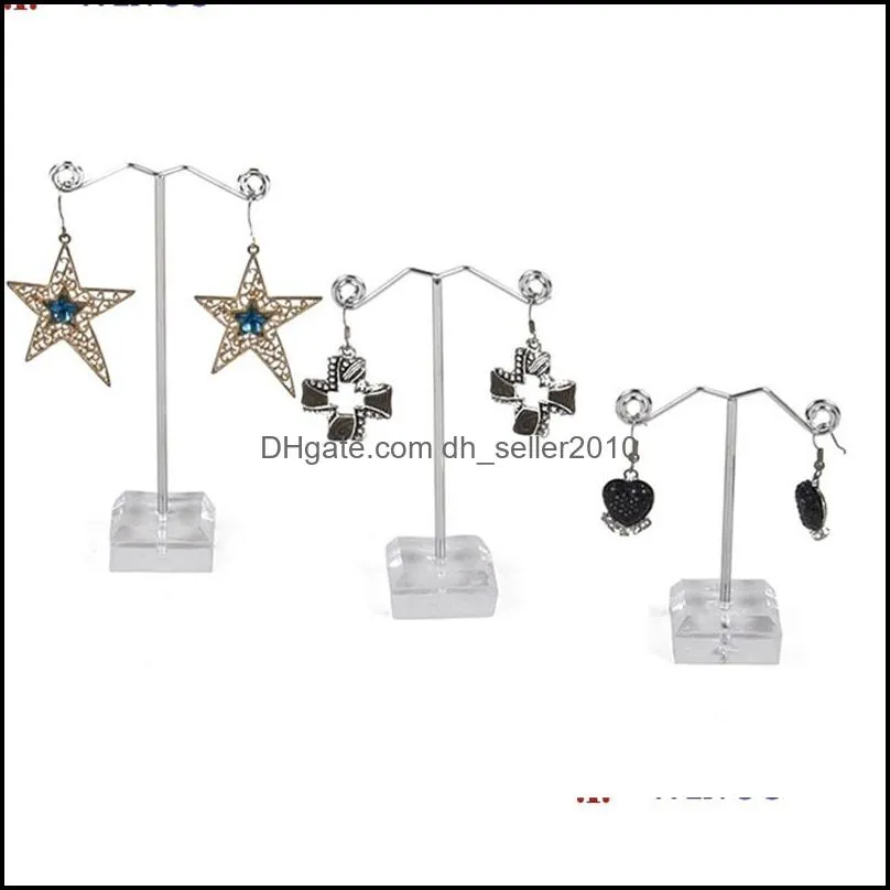 3Pcs/Set Earring Display Rack Jewelry Stand Shop Ear Studs Ornaments Storage Show Shelf Metal Acrylic Transparent Black 6 5wk Q2