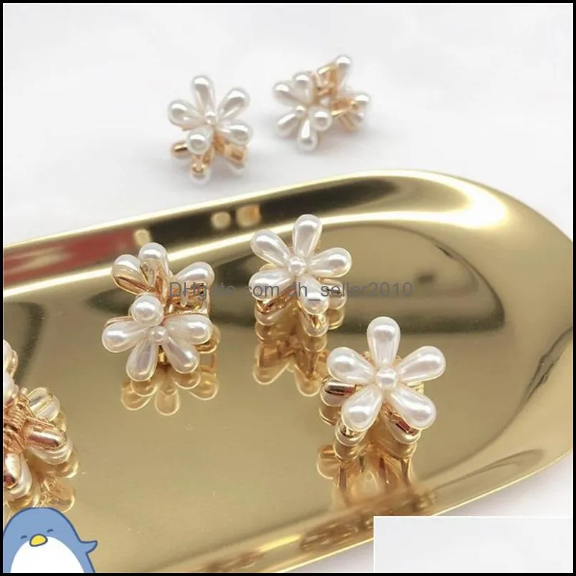 daisy pearl hair clips mini elegant metal plastic side clip claws women girl white make up hairpin jewelry accessories